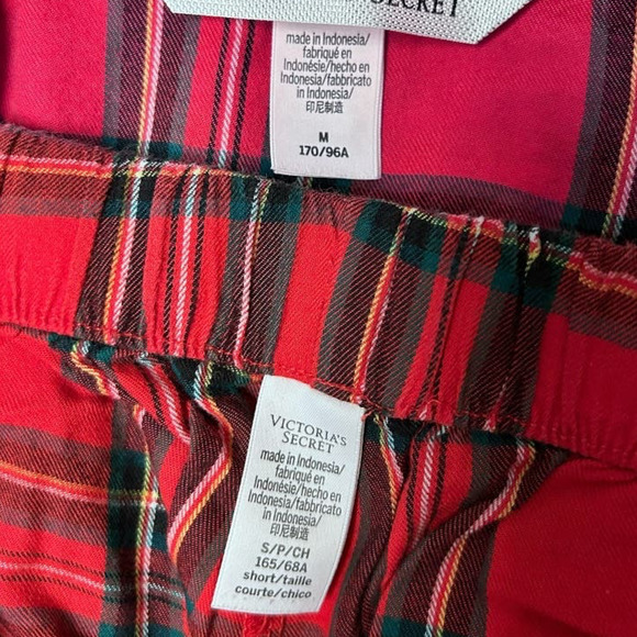 NWOT* Victoria’s Secret Red Black Plaid Flannel Pajama Set Size M TOP S BOTTOM - Picture 3 of 3
